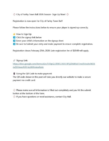 Linked image to Town Ball 2026 Season Registration